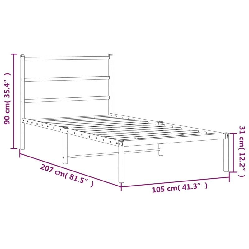 Casa si Gradina - Mobilier - Paturi si accesorii - Paturi - Cadru de pat din metal cu tablie, alb, 100x200 cm - Infinity.ro