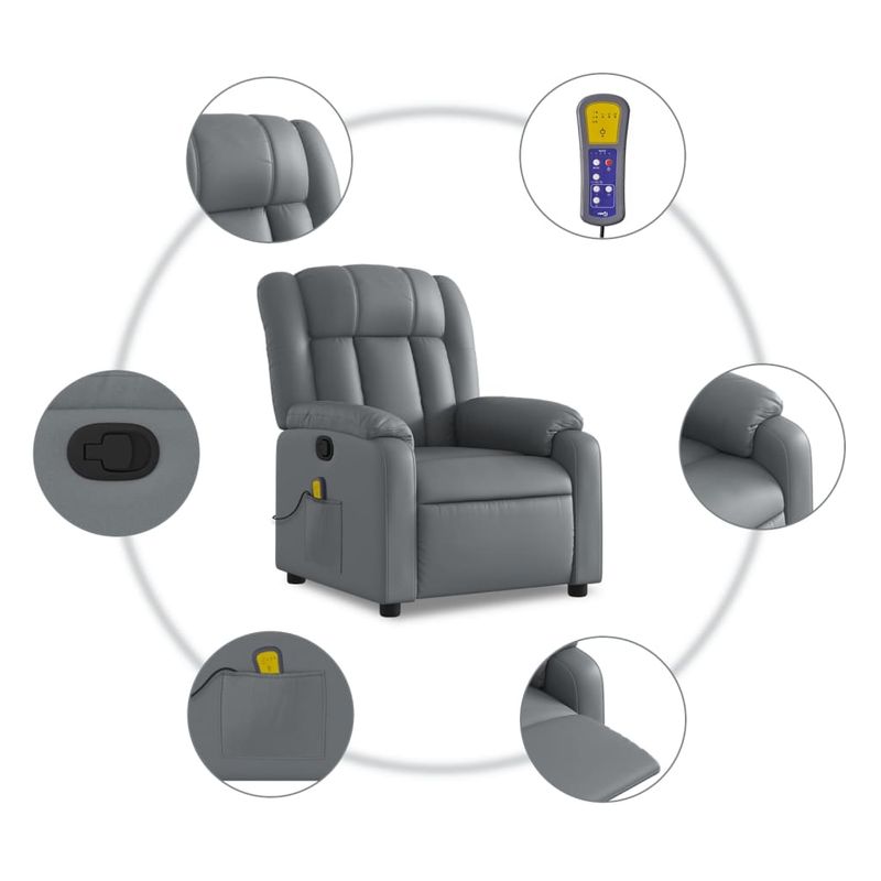 Ingrijire personala si Cosmetice - Sanatate si wellness - Articole wellness - Fotolii de masaj - Fotoliu de masaj rabatabil, gri, piele ecologica - Infinity.ro