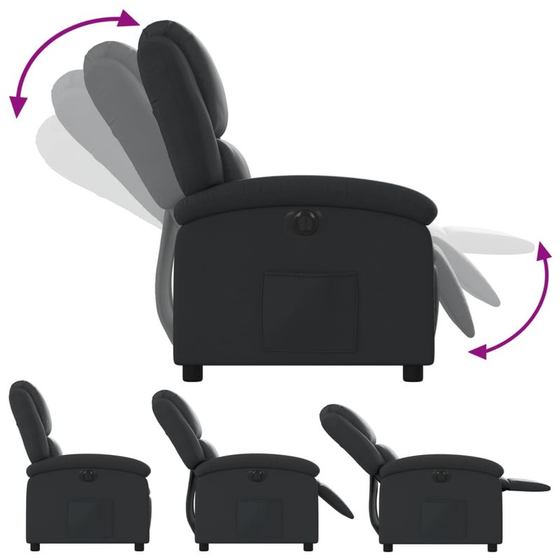 Casa si Gradina - Mobilier - Scaune si fotolii - Fotolii - Fotoliu rabatabil electric, negru, piele naturala - Infinity.ro
