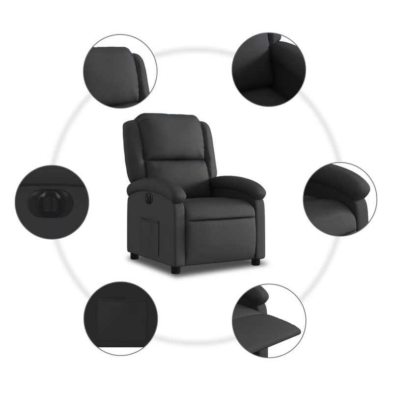 Casa si Gradina - Mobilier - Scaune si fotolii - Fotolii - Fotoliu rabatabil electric, negru, piele naturala - Infinity.ro