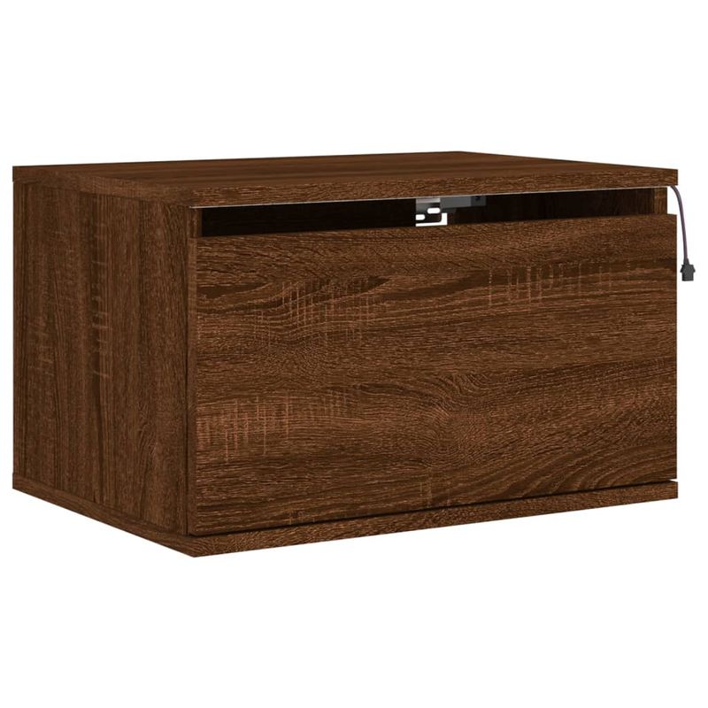 Casa si Gradina - Mobilier - Comode si corpuri - Noptiere - Noptiera montata pe perete cu lumini LED, stejar maro - Infinity.ro