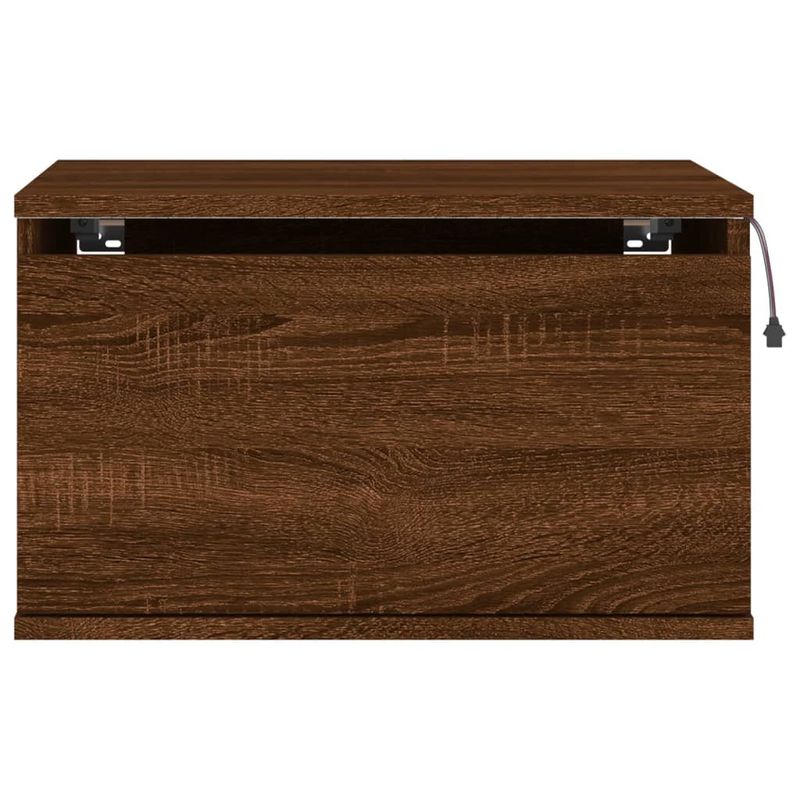 Casa si Gradina - Mobilier - Comode si corpuri - Noptiere - Noptiera montata pe perete cu lumini LED, stejar maro - Infinity.ro