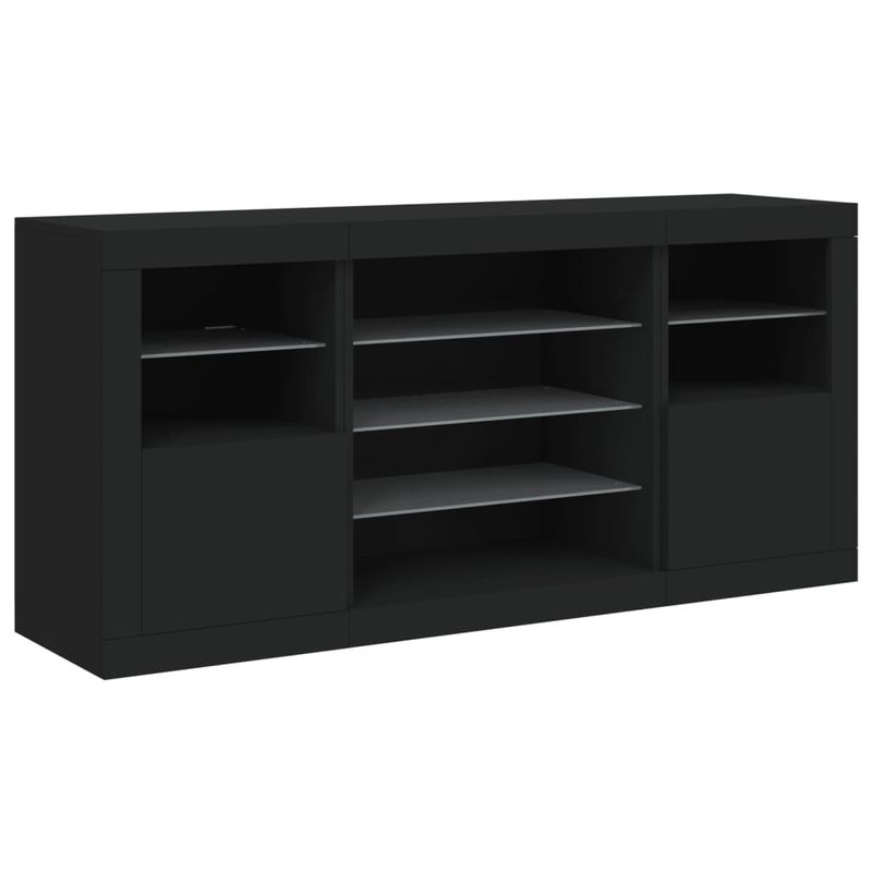 Casa si Gradina - Mobilier - Comode si corpuri - Comode - Servanta cu lumini LED, negru, 142,5x37x67 cm - Infinity.ro