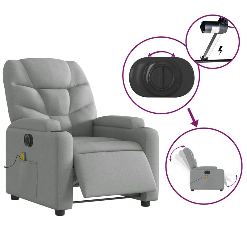 Ingrijire personala si Cosmetice - Sanatate si wellness - Articole wellness - Fotolii de masaj - Fotoliu electric de masaj rabatabil, gri deschis, microfibra - Infinity.ro