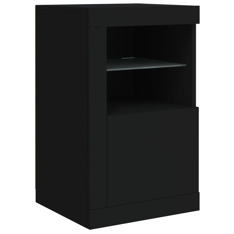 Casa si Gradina - Mobilier - Comode si corpuri - Comode - Servanta cu lumini LED, negru, 142,5x37x67 cm - Infinity.ro