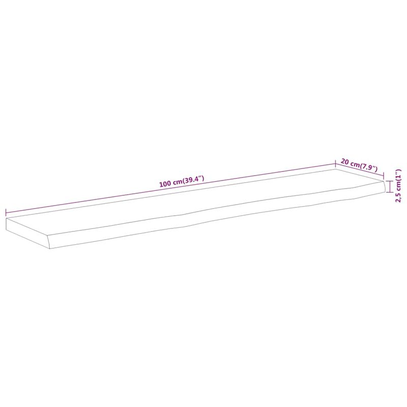 Casa si Gradina - Mobilier - Biblioteci si rafturi - Rafturi - Raft perete 100x20x2,5cm dreptunghiular lemn acacia margine vie - Infinity.ro