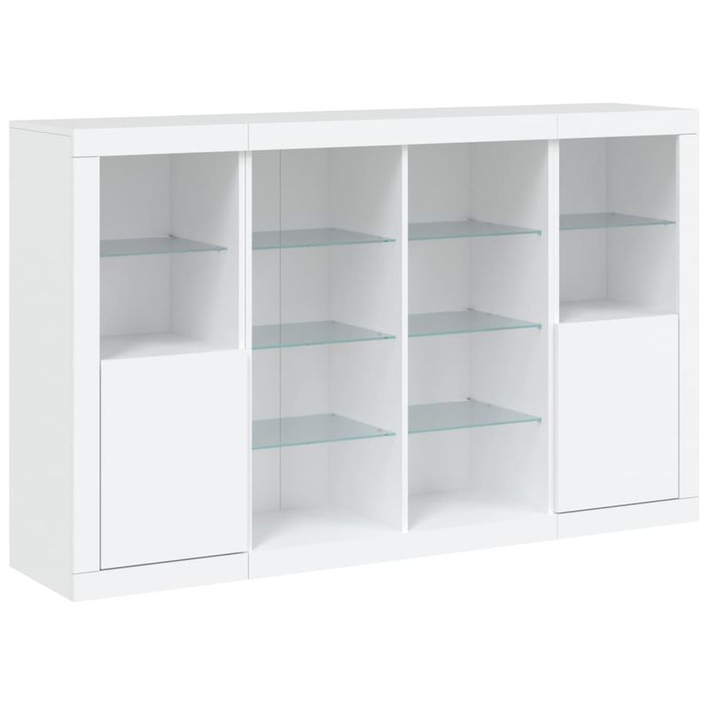 Casa si Gradina - Mobilier - Comode si corpuri - Comode - Servanta cu lumini LED, 3 buc., alb, lemn prelucrat - Infinity.ro
