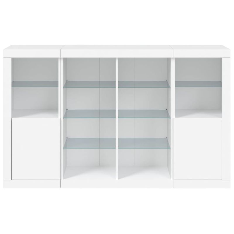 Casa si Gradina - Mobilier - Comode si corpuri - Comode - Servanta cu lumini LED, 3 buc., alb, lemn prelucrat - Infinity.ro