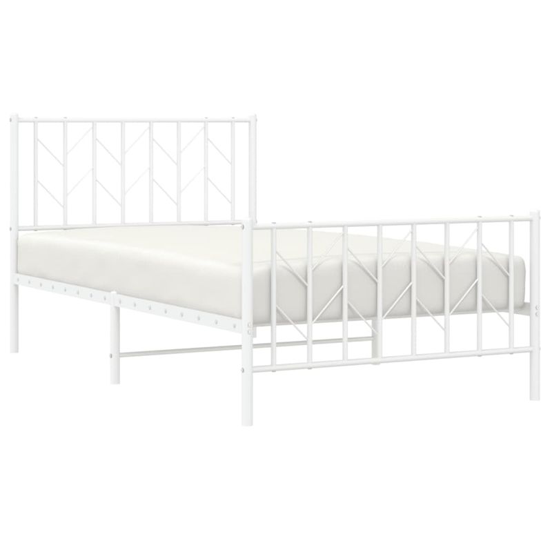 Casa si Gradina - Mobilier - Paturi si accesorii - Paturi - Cadru de pat metalic cu tablie de cap/picioare  alb, 100x200 cm - Infinity.ro