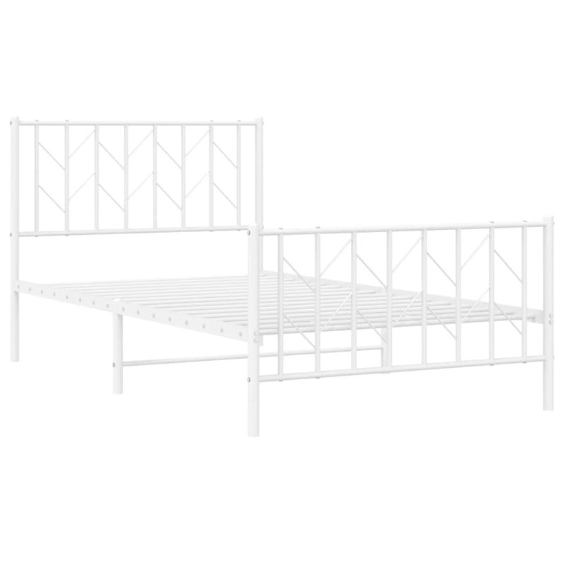 Casa si Gradina - Mobilier - Paturi si accesorii - Paturi - Cadru de pat metalic cu tablie de cap/picioare  alb, 100x200 cm - Infinity.ro