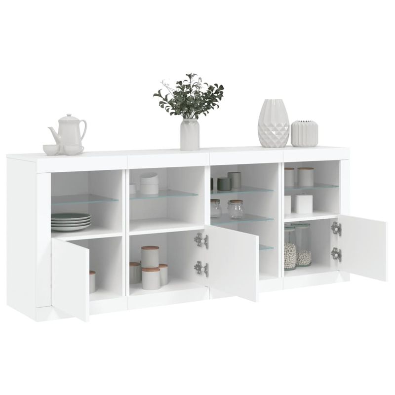 Casa si Gradina - Mobilier - Comode si corpuri - Comode - Servanta cu lumini LED, alb, 164x37x67 cm - Infinity.ro
