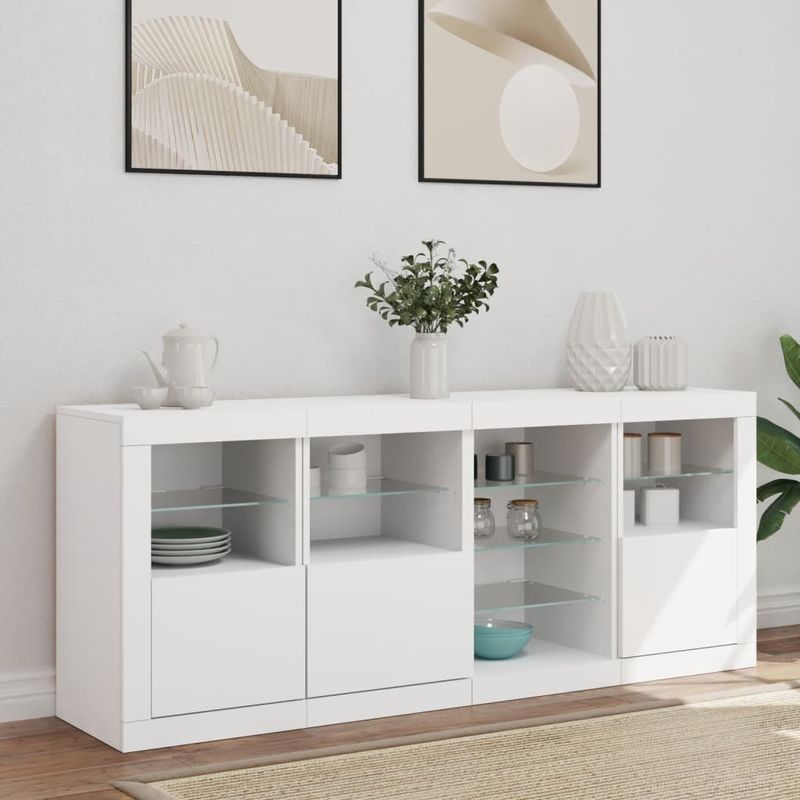 Casa si Gradina - Mobilier - Comode si corpuri - Comode - Servanta cu lumini LED, alb, 164x37x67 cm - Infinity.ro