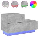 Casa si Gradina - Mobilier - Comode si corpuri - Noptiere - Noptiera cu lumini LED, gri beton, 70x36x40,5 cm - Infinity.ro