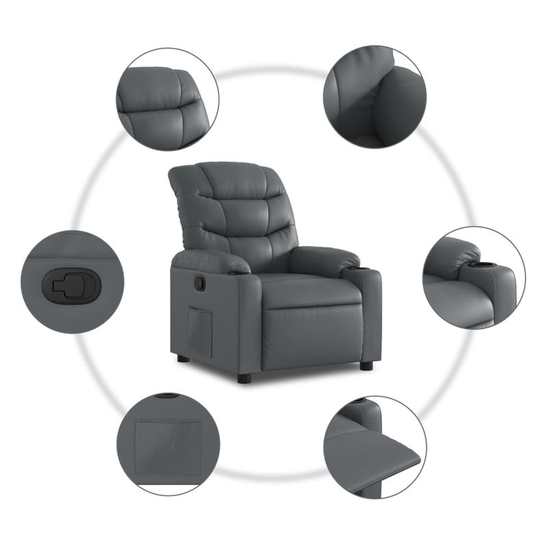 Casa si Gradina - Mobilier - Scaune si fotolii - Fotolii - Fotoliu rabatabil, gri, piele ecologica - Infinity.ro