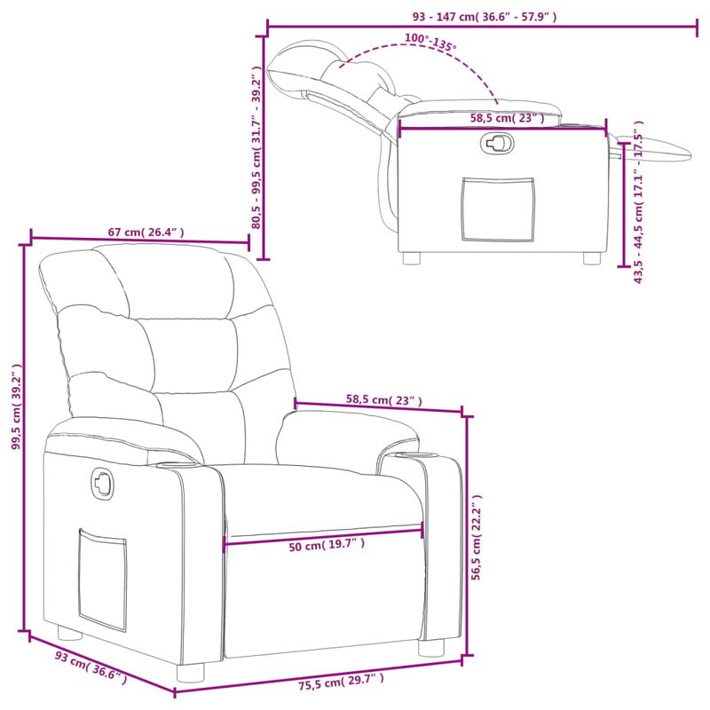 Casa si Gradina - Mobilier - Scaune si fotolii - Fotolii - Fotoliu rabatabil, gri, piele ecologica - Infinity.ro