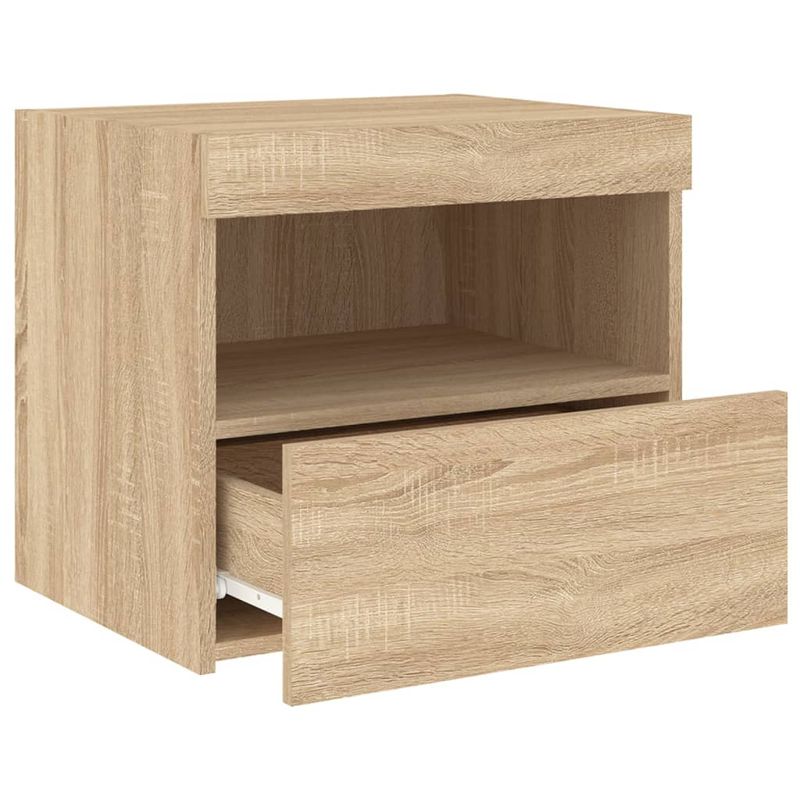 Casa si Gradina - Mobilier - Comode si corpuri - Noptiere - Noptiere cu lumini LED, 2 buc., stejar sonoma, 50x40x45 cm - Infinity.ro