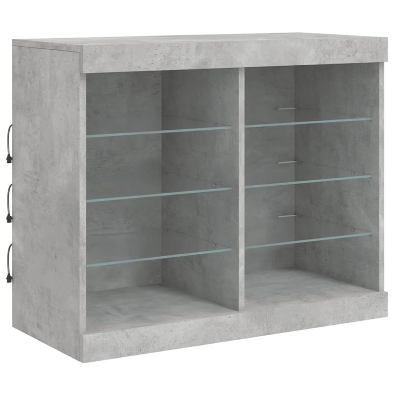 Casa si Gradina - Mobilier - Comode si corpuri - Comode - Servanta cu lumini LED, gri beton, 202x37x67 cm - Infinity.ro