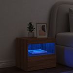 Casa si Gradina - Mobilier - Comode si corpuri - Noptiere - Noptiera cu lumini LED, stejar maro, 50x40x45 cm - Infinity.ro