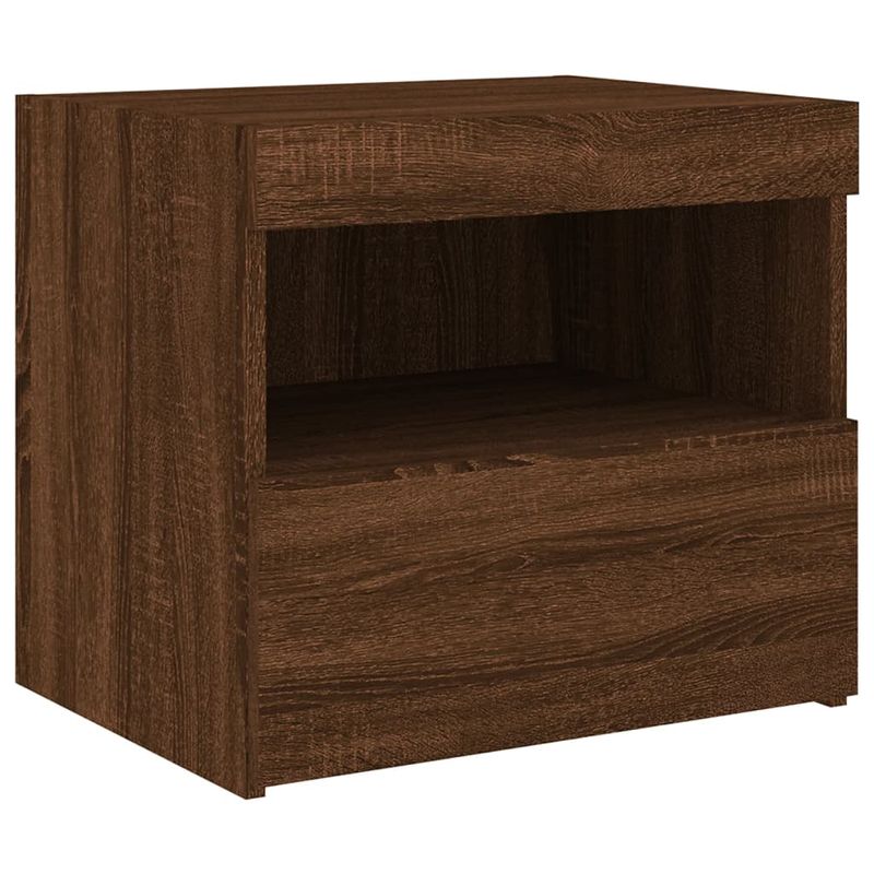Casa si Gradina - Mobilier - Comode si corpuri - Noptiere - Noptiera cu lumini LED, stejar maro, 50x40x45 cm - Infinity.ro