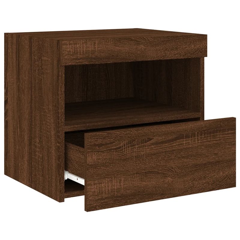 Casa si Gradina - Mobilier - Comode si corpuri - Noptiere - Noptiera cu lumini LED, stejar maro, 50x40x45 cm - Infinity.ro