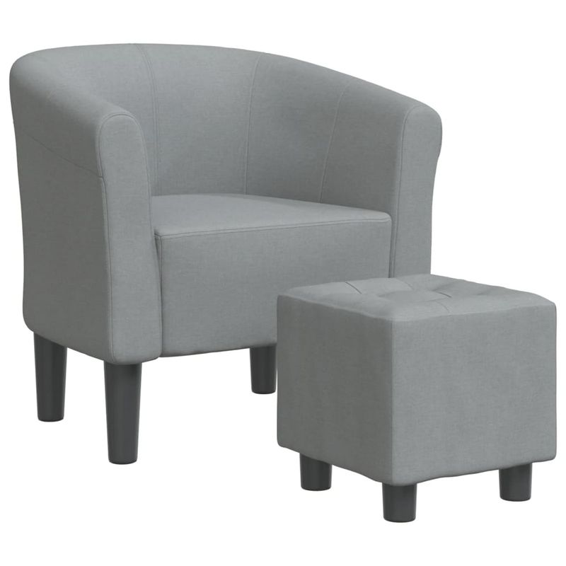 Casa si Gradina - Mobilier - Scaune si fotolii - Fotolii - Fotoliu tip cuva cu taburet, gri deschis, material textil - Infinity.ro