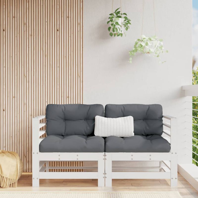 Casa si Gradina - Gradina si terasa - Mobilier exterior - Canapele si fotolii gradina - Canapea de colt de gradina, 2 buc., alb, lemn masiv de pin - Infinity.ro