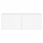 Casa si Gradina - Mobilier - Comode si corpuri - Comode - Comoda TV de perete cu lumini LED, alb, 80x35x31 cm - Infinity.ro