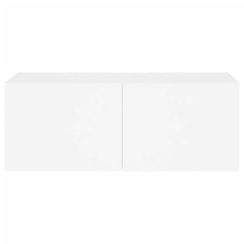 Casa si Gradina - Mobilier - Comode si corpuri - Comode - Comoda TV de perete cu lumini LED, alb, 80x35x31 cm - Infinity.ro