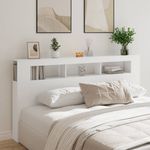 Casa si Gradina - Mobilier - Paturi si accesorii - Accesorii paturi - Tablie de pat cu LED, alb, 200x18,5x103,5 cm, lemn prelucrat - Infinity.ro