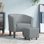Casa si Gradina - Mobilier - Scaune si fotolii - Fotolii - Fotoliu tip cuva cu taburet, gri deschis, material textil - Infinity.ro