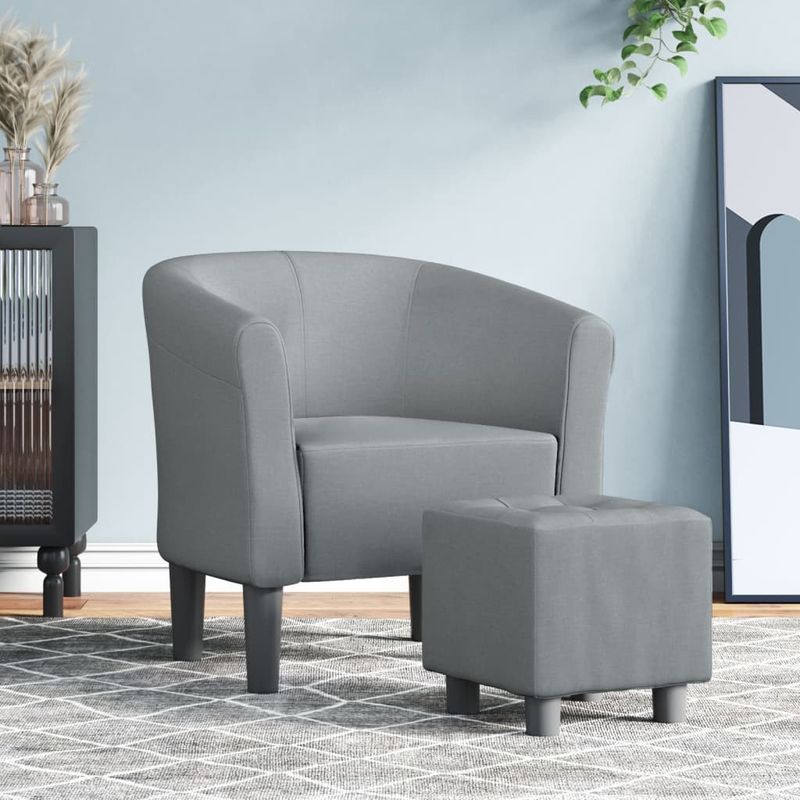 Casa si Gradina - Mobilier - Scaune si fotolii - Fotolii - Fotoliu tip cuva cu taburet, gri deschis, material textil - Infinity.ro