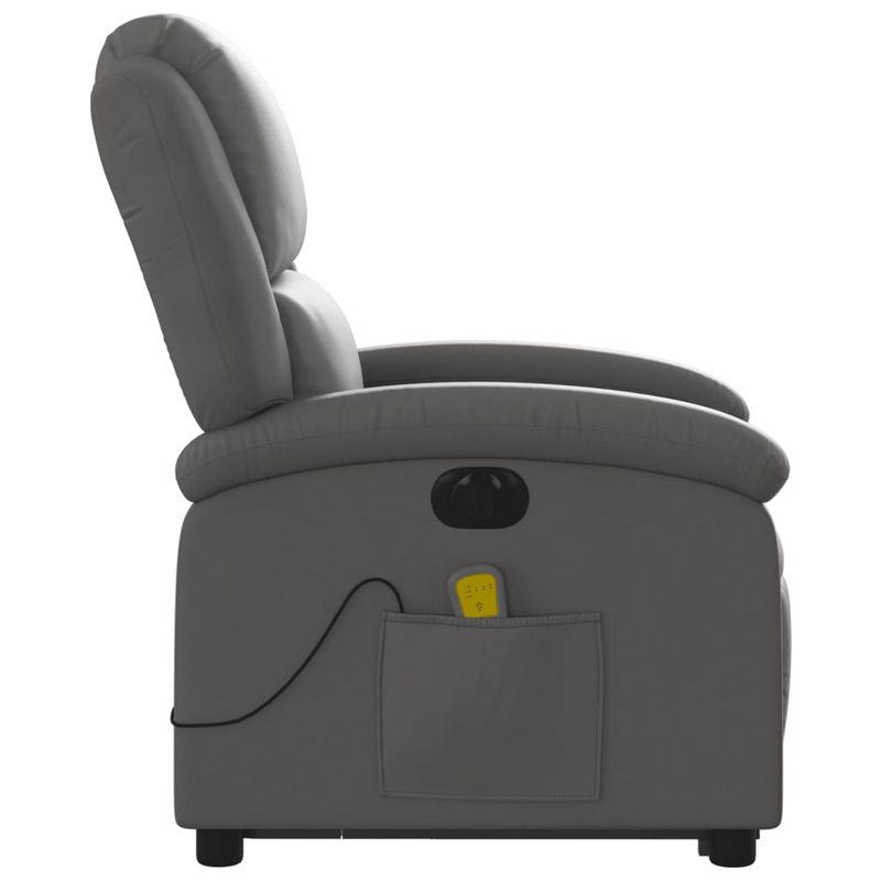Ingrijire personala si Cosmetice - Sanatate si wellness - Articole wellness - Fotolii de masaj - Fotoliu electric masaj rabatabil cu ridicare gri piele natural - Infinity.ro