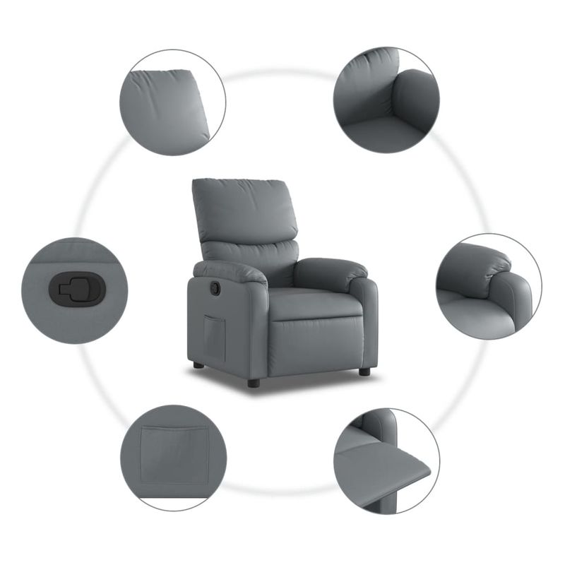 Casa si Gradina - Mobilier - Scaune si fotolii - Fotolii - Fotoliu rabatabil, gri, piele ecologica - Infinity.ro