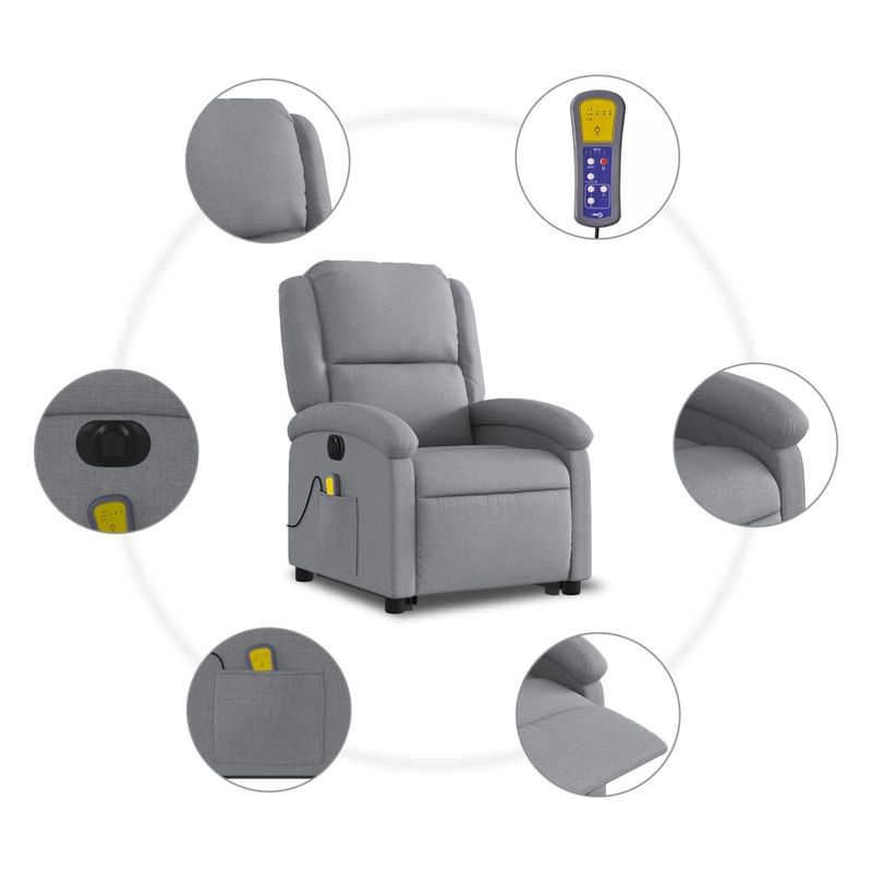 Ingrijire personala si Cosmetice - Sanatate si wellness - Articole wellness - Fotolii de masaj - Fotoliu electric masaj rabatabil cu ridicare, gri inchis textil - Infinity.ro
