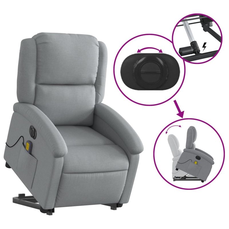 Ingrijire personala si Cosmetice - Sanatate si wellness - Articole wellness - Fotolii de masaj - Fotoliu electric masaj rabatabil cu ridicare, gri inchis textil - Infinity.ro