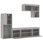 Casa si Gradina - Mobilier - Comode si corpuri - Comode - Unitati de perete TV cu LED-uri, 6 piese, gri sonoma, lemn - Infinity.ro