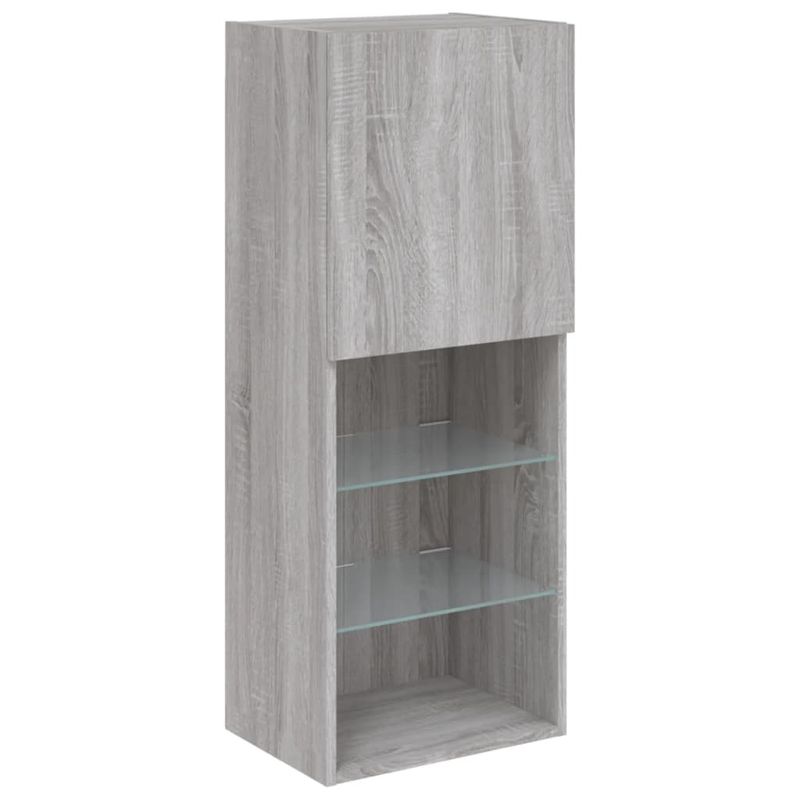 Casa si Gradina - Mobilier - Comode si corpuri - Comode - Unitati de perete TV cu LED-uri, 6 piese, gri sonoma, lemn - Infinity.ro