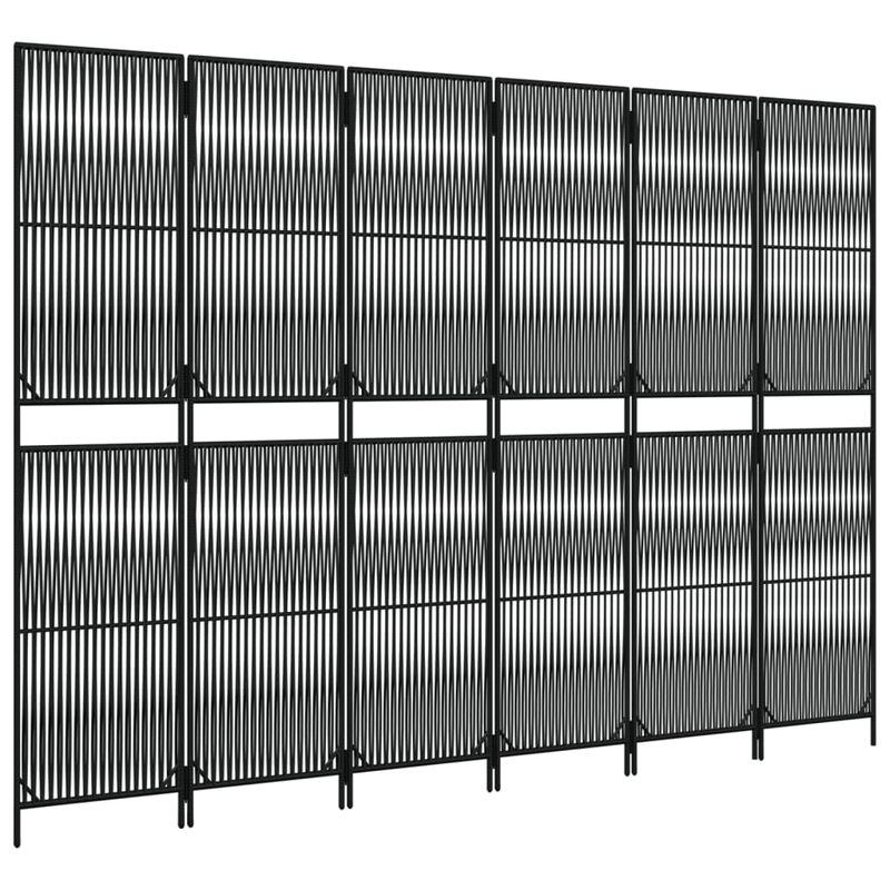 Casa si Gradina - Decoratiuni - Pereti despartitori si paravane - Separator de camera cu 6 panouri, negru, poliratan, model țesătură cu linii, mărime 294x200 cm - Infinity.ro