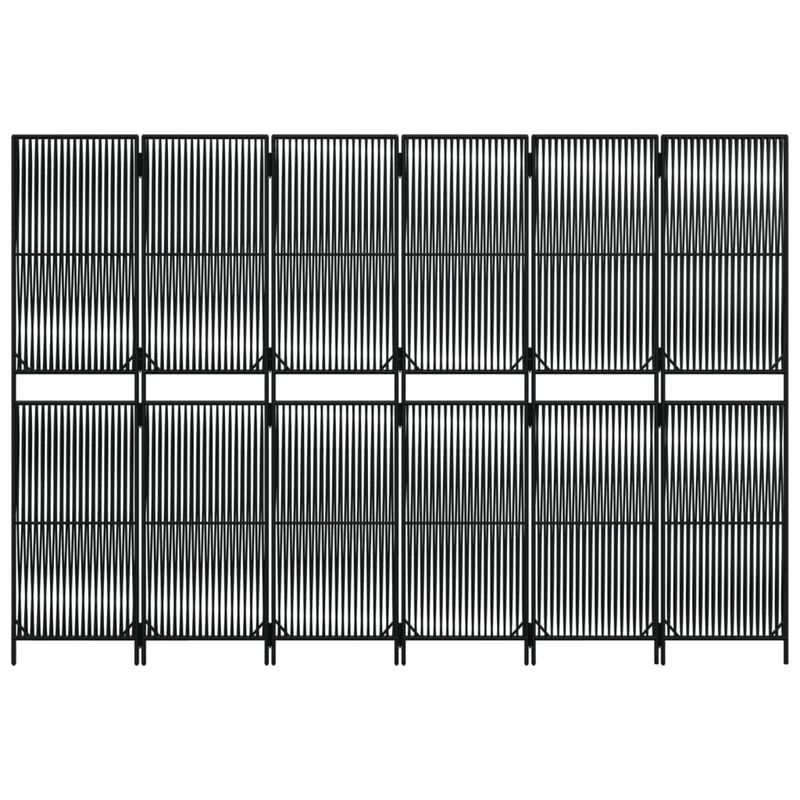 Casa si Gradina - Decoratiuni - Pereti despartitori si paravane - Separator de camera cu 6 panouri, negru, poliratan, model țesătură cu linii, mărime 294x200 cm - Infinity.ro