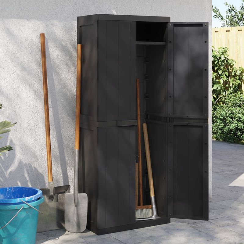 Casa si Gradina - Mobilier - Dulapuri si sifoniere - Dulapuri - Dulap depozitare de exterior, negru, 65x37x165 cm, PP, mărime 65x37x165 cm (31x31 cm) - Infinity.ro
