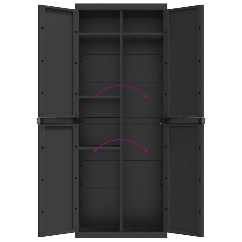 Casa si Gradina - Mobilier - Dulapuri si sifoniere - Dulapuri - Dulap depozitare de exterior, negru, 65x37x165 cm, PP, mărime 65x37x165 cm (31x31 cm) - Infinity.ro