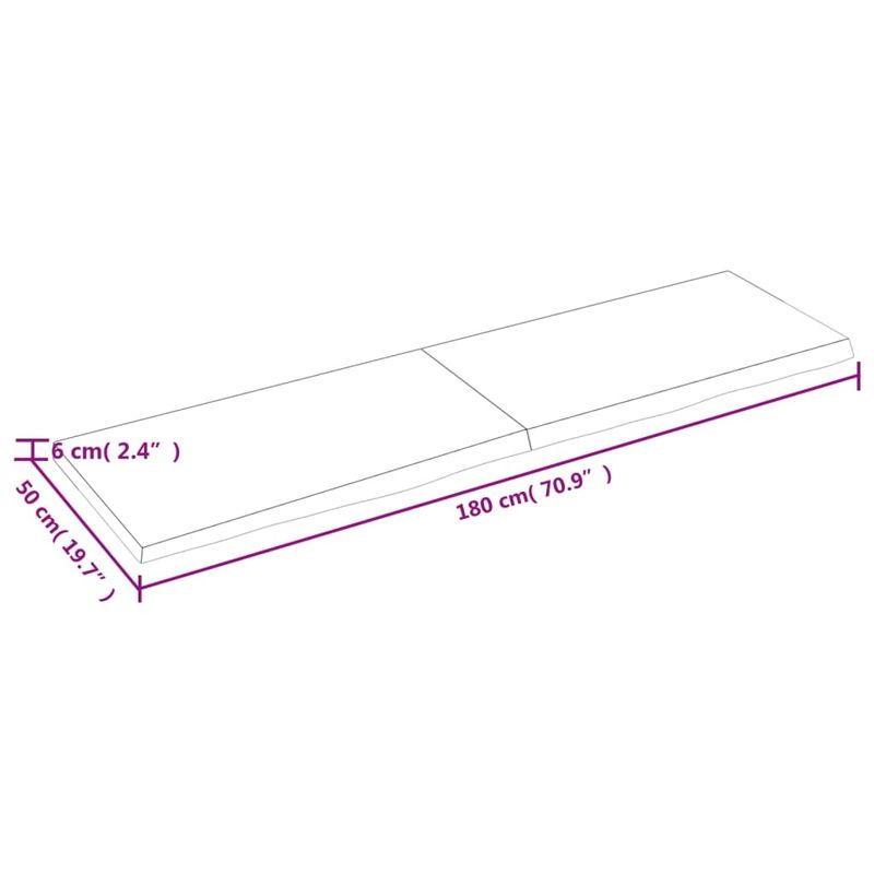 Casa si Gradina - Mobilier - Mobilier baie - Blaturi baie - Blat de baie, 180x50x(2-6) cm, lemn masiv netratat - Infinity.ro