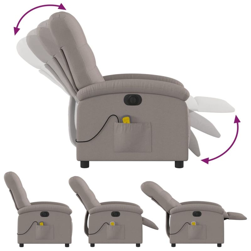 Ingrijire personala si Cosmetice - Sanatate si wellness - Articole wellness - Fotolii de masaj - Fotoliu electric de masaj rabatabil, gri taupe, textil - Infinity.ro