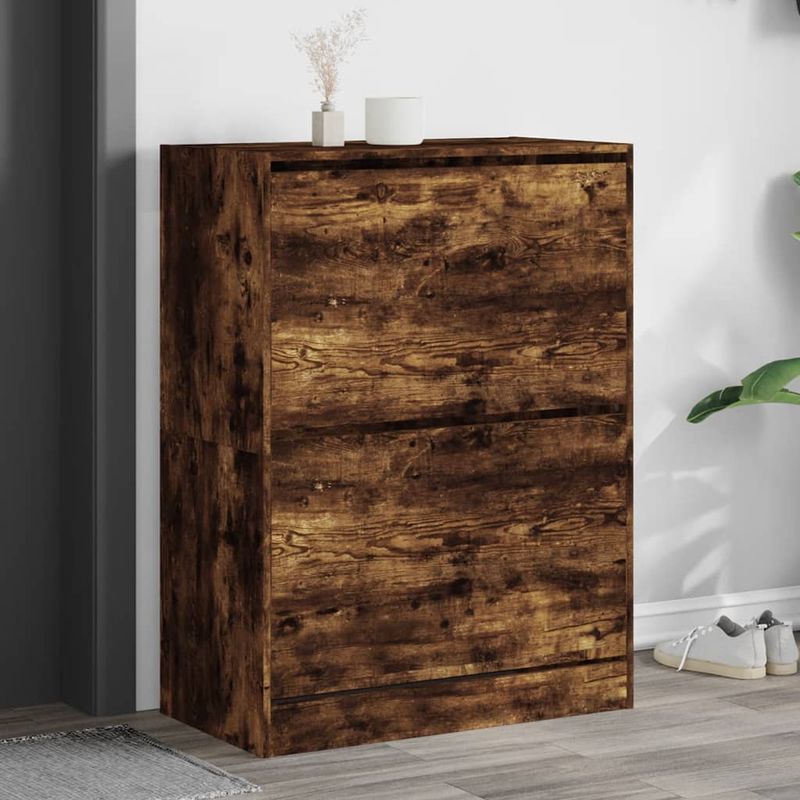 Casa si Gradina - Mobilier - Organizare si depozitare - Organizator incaltaminte - Pantofar cu 2 sertare rabatabile, stejar fumuriu, 80x42x108 cm - Infinity.ro