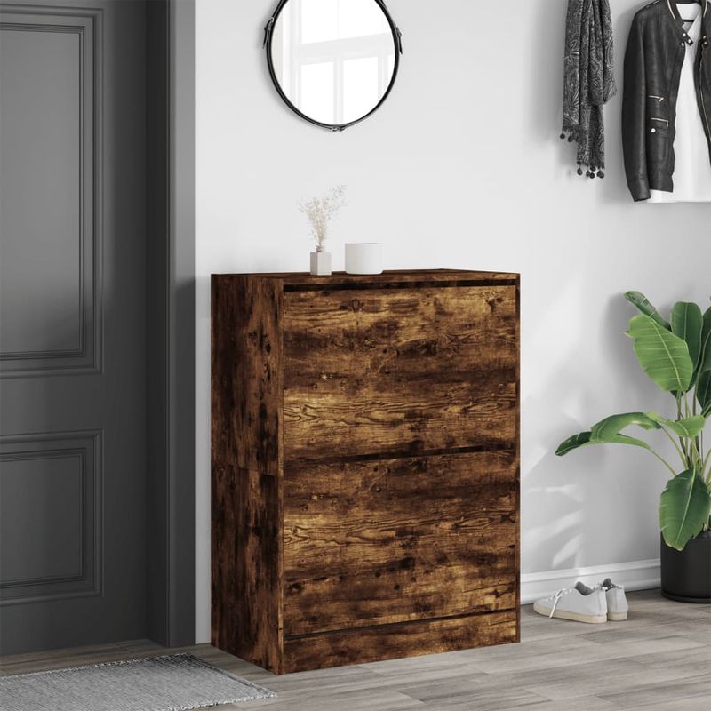 Casa si Gradina - Mobilier - Organizare si depozitare - Organizator incaltaminte - Pantofar cu 2 sertare rabatabile, stejar fumuriu, 80x42x108 cm - Infinity.ro