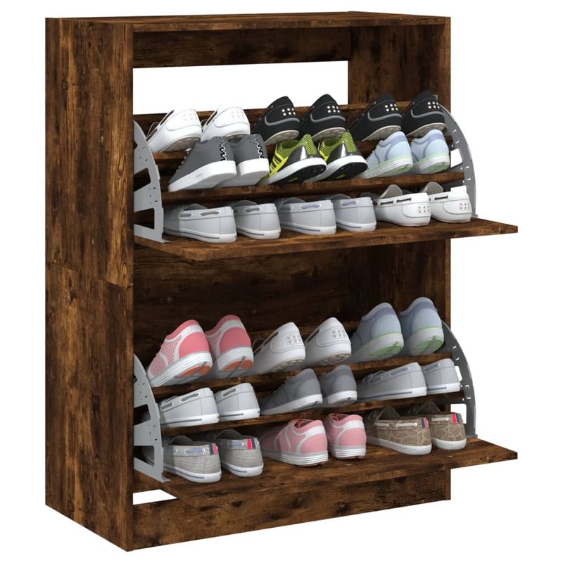 Casa si Gradina - Mobilier - Organizare si depozitare - Organizator incaltaminte - Pantofar cu 2 sertare rabatabile, stejar fumuriu, 80x42x108 cm - Infinity.ro