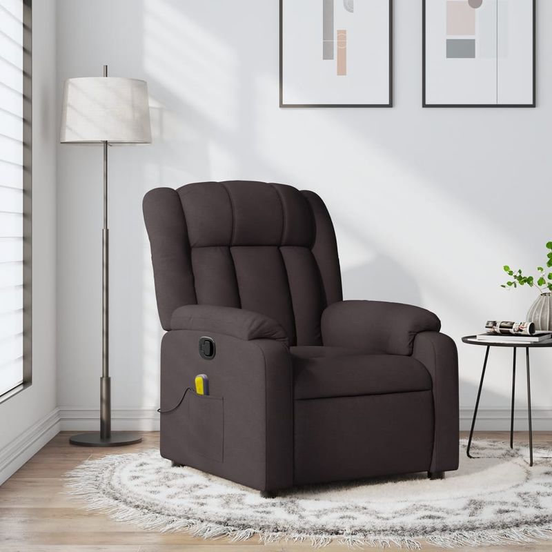 Ingrijire personala si Cosmetice - Sanatate si wellness - Articole wellness - Fotolii de masaj - Fotoliu de masaj rabatabil, maro inchis, material textil - Infinity.ro