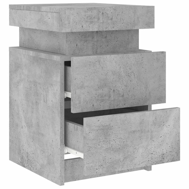 Casa si Gradina - Mobilier - Comode si corpuri - Noptiere - Noptiere cu lumini LED, 2 buc., gri beton, 35x39x55 cm - Infinity.ro