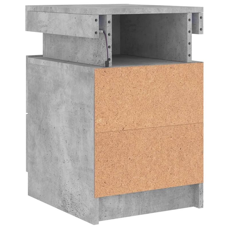Casa si Gradina - Mobilier - Comode si corpuri - Noptiere - Noptiere cu lumini LED, 2 buc., gri beton, 35x39x55 cm - Infinity.ro