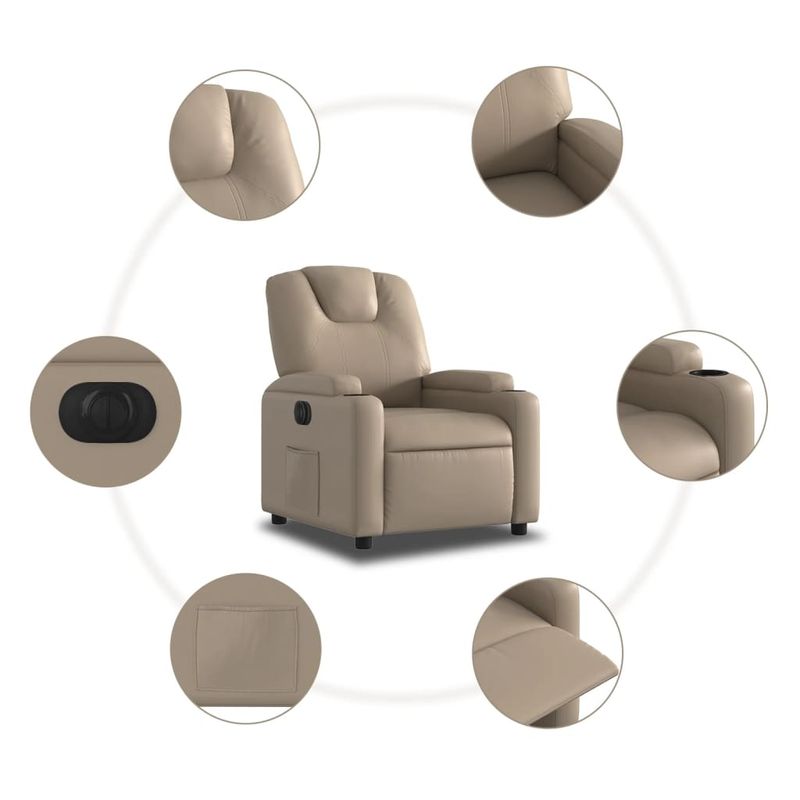 Casa si Gradina - Mobilier - Scaune si fotolii - Fotolii - Fotoliu rabatabil electric, cappuccino, piele ecologica - Infinity.ro